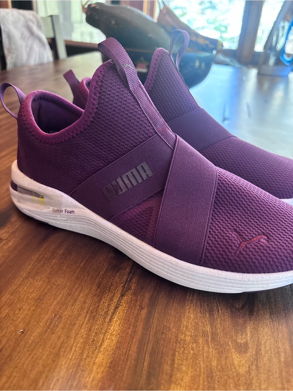 Puma Women's Slip-On Sneakers in Deep Purple with White Sole